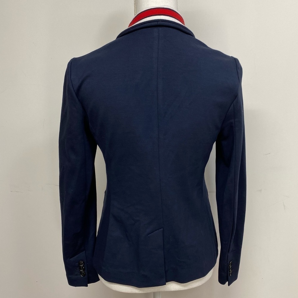 Banana Republic Classic Contrast Striped Collar Navy Blazer Ponte NWT - Picture 4 of 14